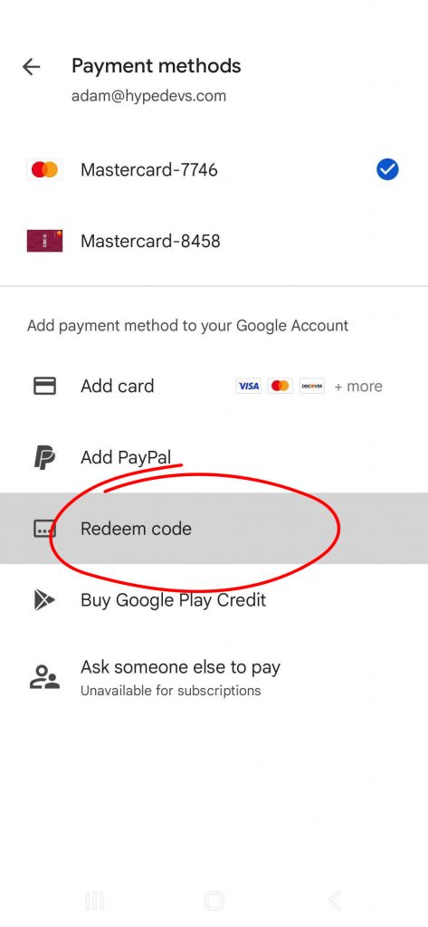 google play promo code redemption step three Play Store