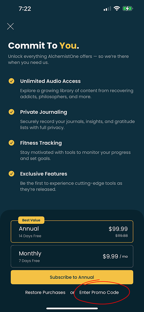 alchemistone ios premium account promo redemption